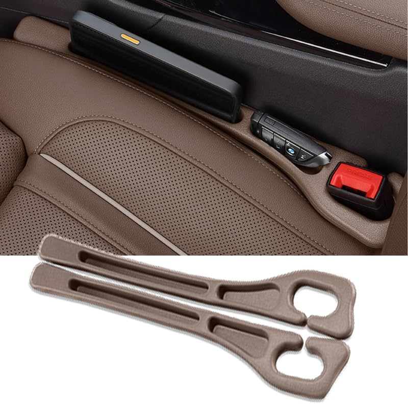 Mtverver Car Seat Gap Filler 2 Pack, Universal Fit PU Leather Car Seat Gap Plug to Fill The Gap Between Seat and Console, Car Seat Crevice Blocker Stop Things from Dropping (Brown) - Image 1